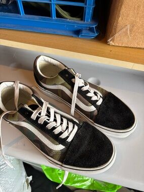 Vans Camo & Black Suede Low-Top Sneakers
